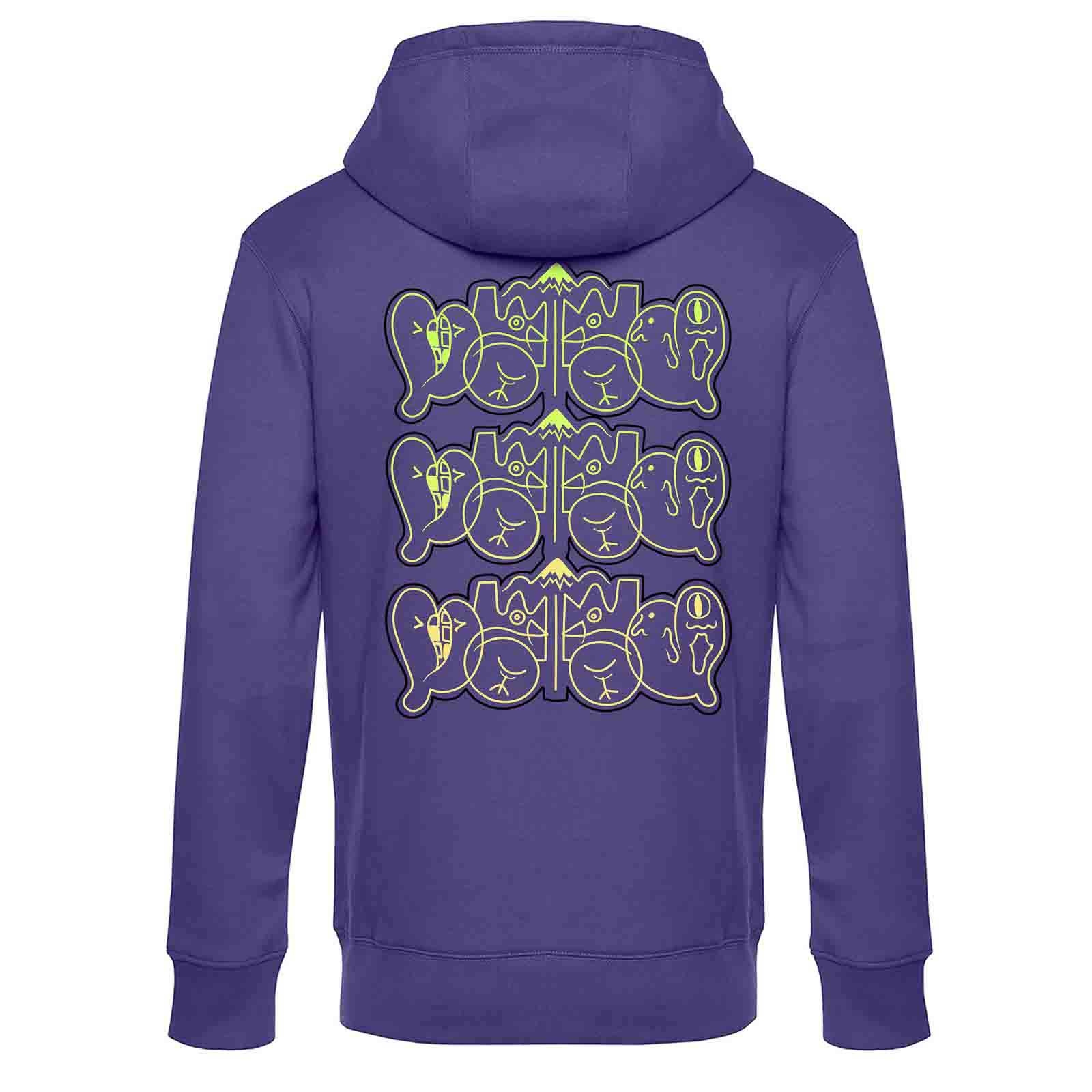 UZTZU -  Purple Hoodie with BW Piece print